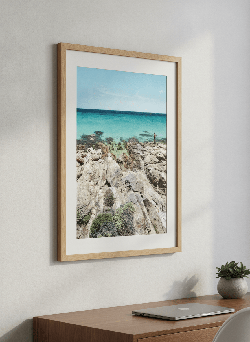 Contemporary wall art featured in a bright modern office workspace