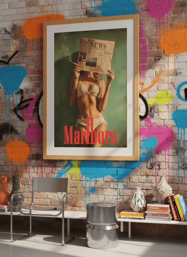 Bold wall art styled in a colourful, eclectic modern home