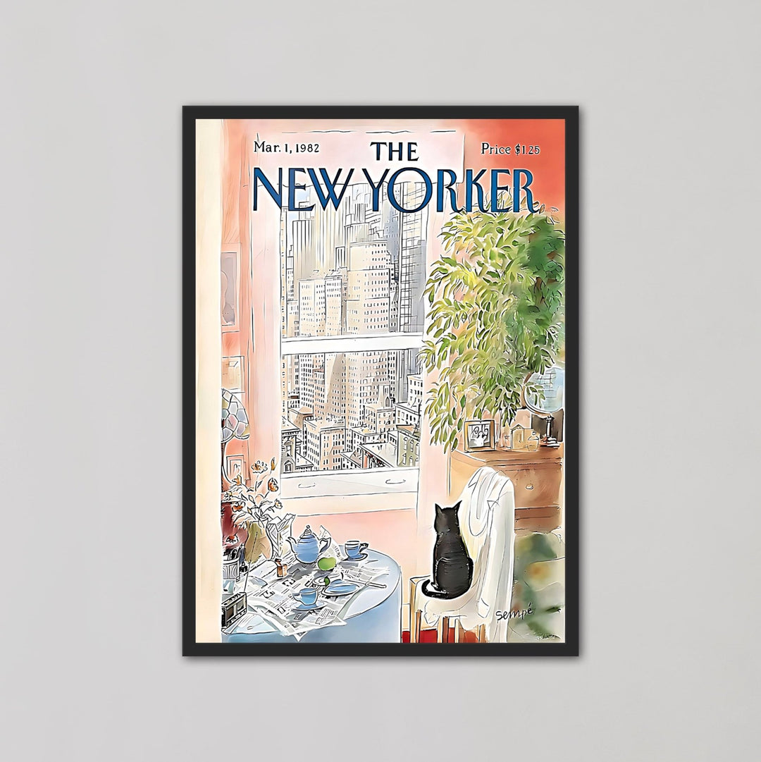 The New Yorker Black Cat Sit On The Chair By Sempé - Style My Wall