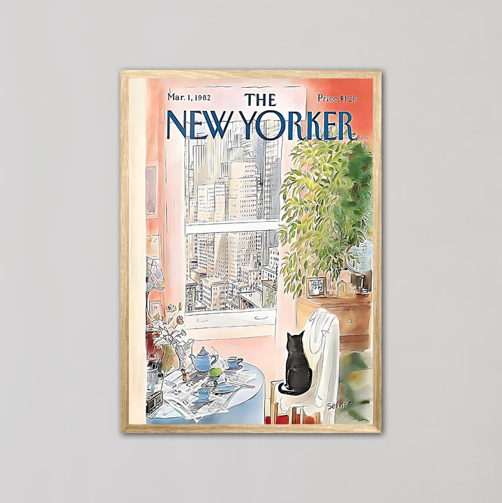 The New Yorker Black Cat Sit On The Chair By Sempé - Style My Wall