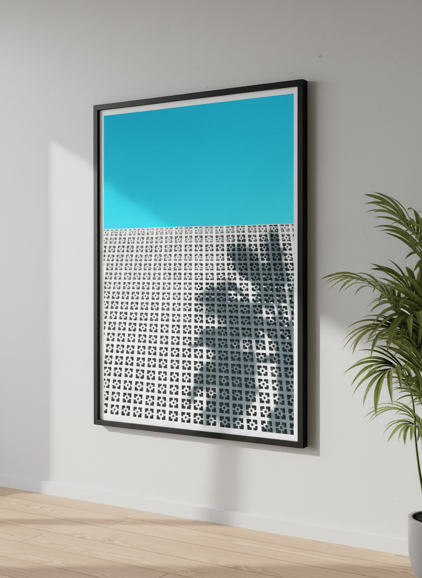 Contemporary wall art featured in a bright modern office workspace