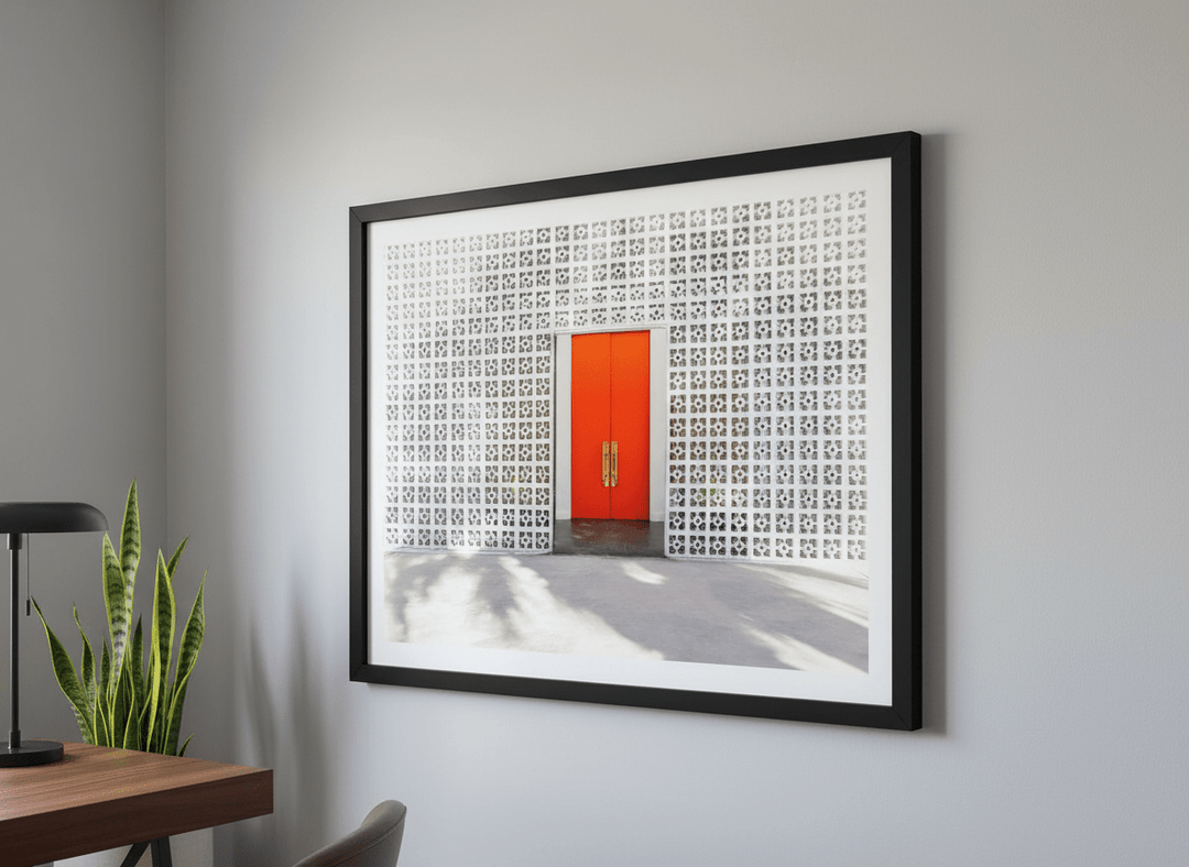 Contemporary wall art featured in a bright modern office workspace