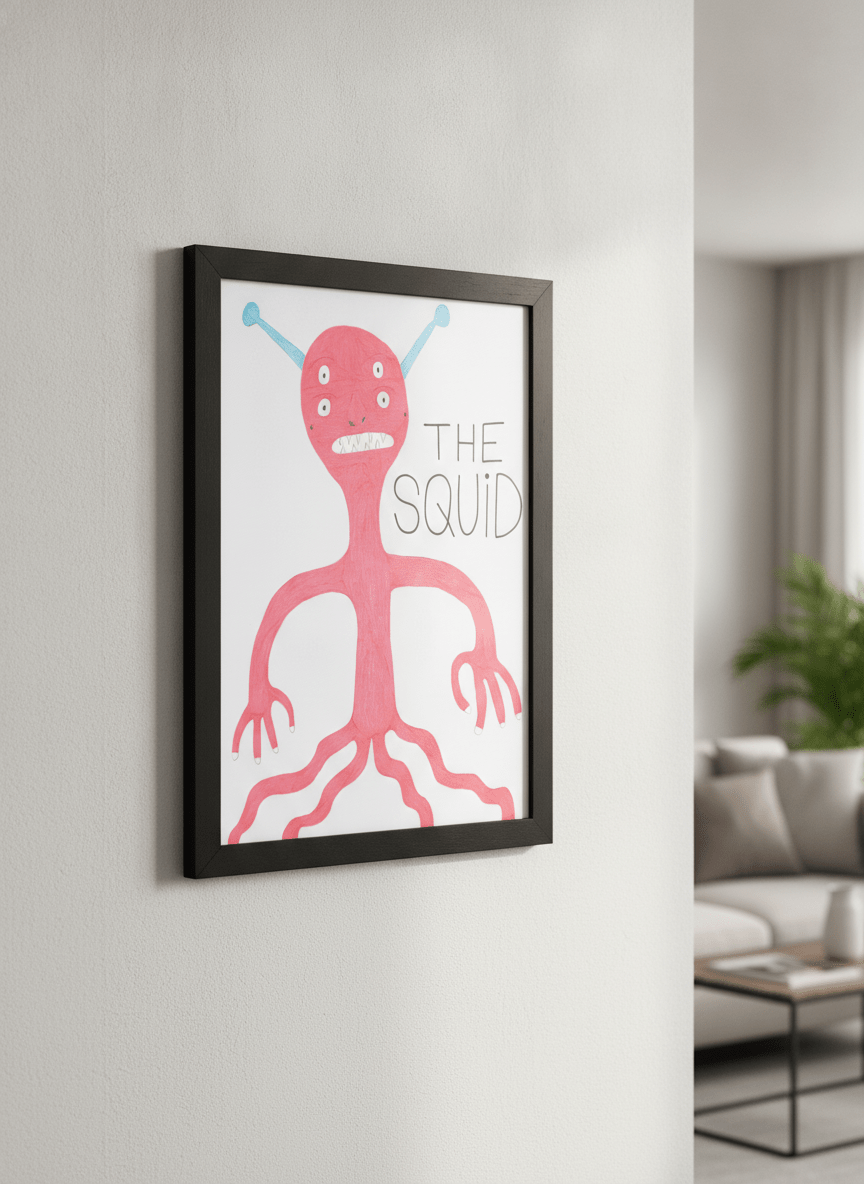 Modern wall art styled above a sofa in a neutral living room