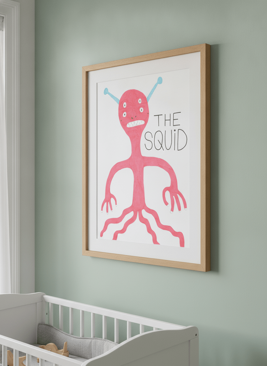 Soft neutral wall art styled in a serene nursery with pastel tones