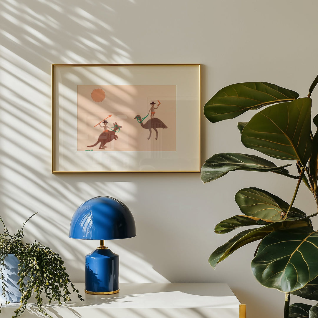 The Sundown Standoff Landscape Indigenous Artwork by Domica Hill wall - art - picture - poster