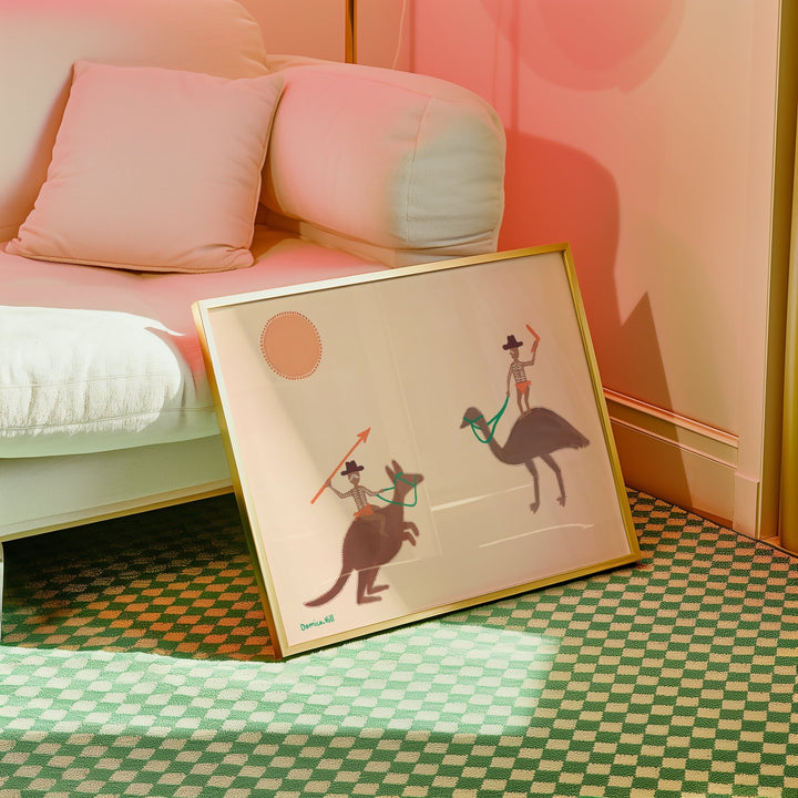 The Sundown Standoff Landscape Indigenous Artwork by Domica Hill wall - art - picture - poster