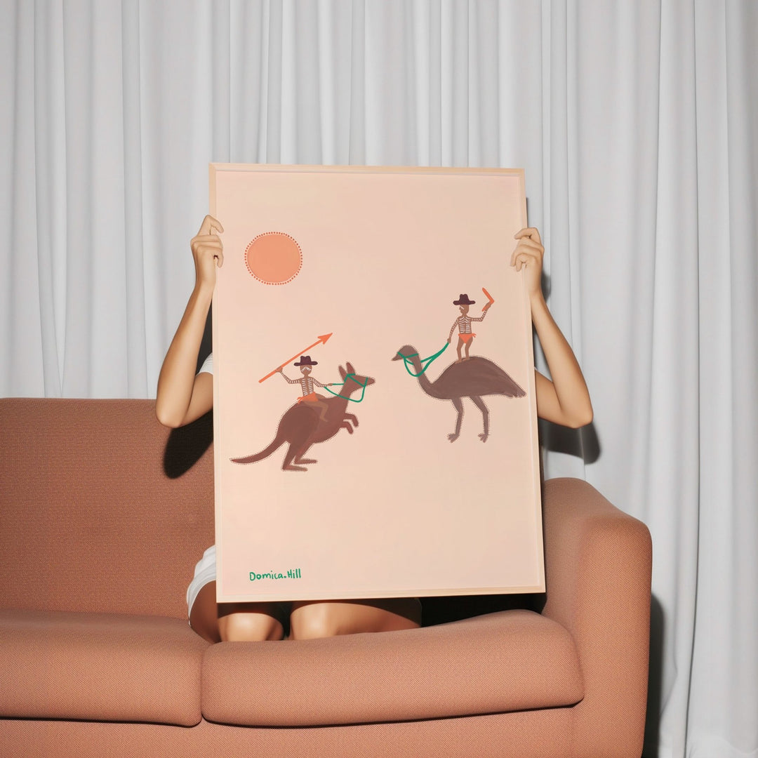 The Sundown Standoff Portrait Indigenous Artwork by Domica Hill wall - art - picture - poster