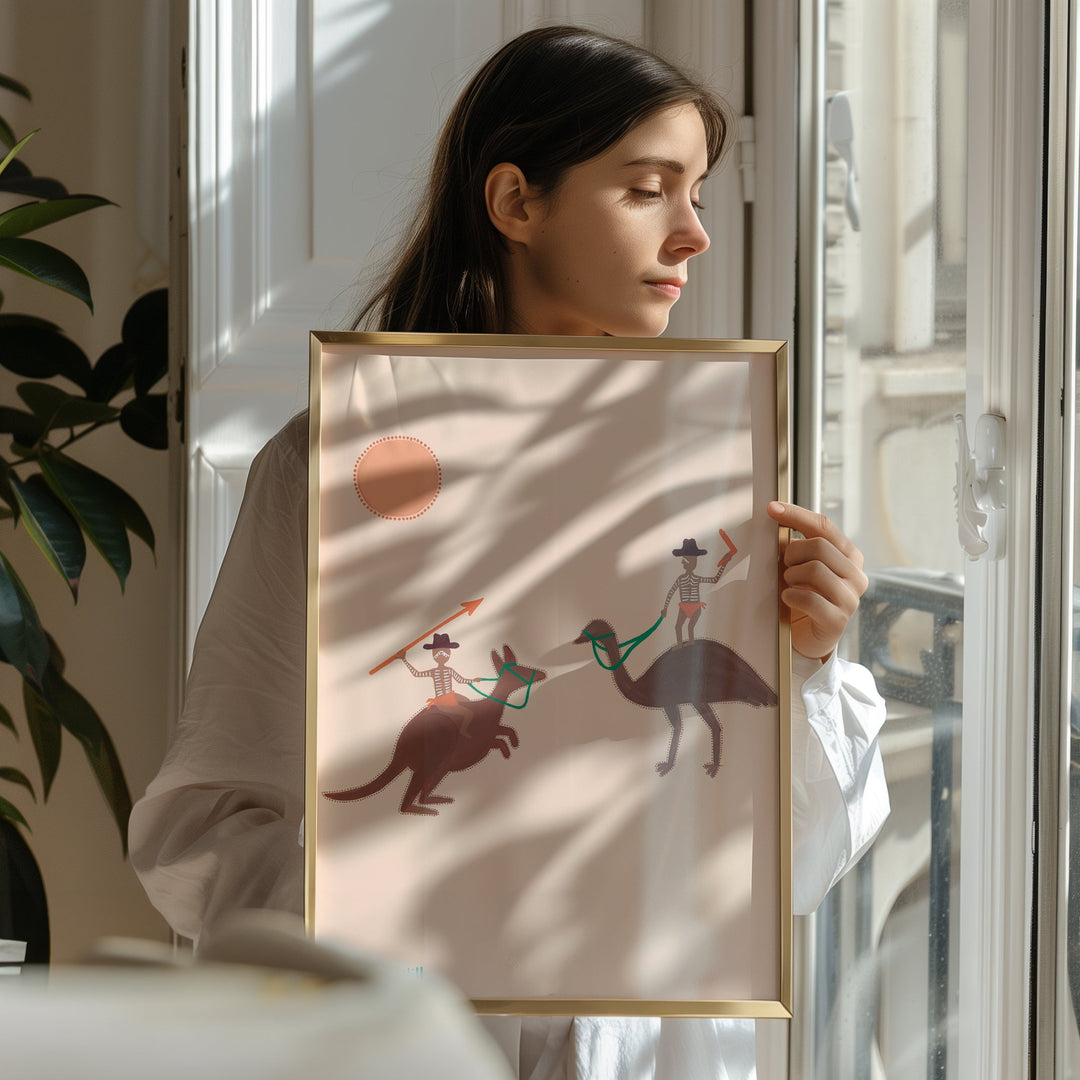 The Sundown Standoff Portrait Indigenous Artwork by Domica Hill wall - art - picture - poster