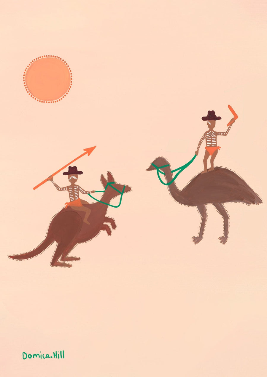 The Sundown Standoff Portrait Indigenous Artwork by Domica Hill