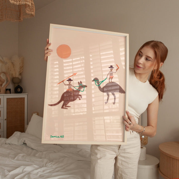 The Sundown Standoff Portrait Indigenous Artwork by Domica Hill wall - art - picture - poster