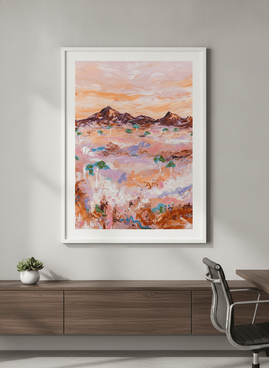 Contemporary wall art featured in a bright modern office workspace