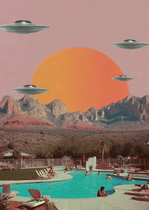 They Came for a Swim Retro Artwork