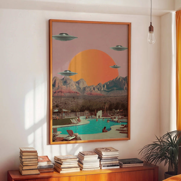 They Came for a Swim Retro Artwork