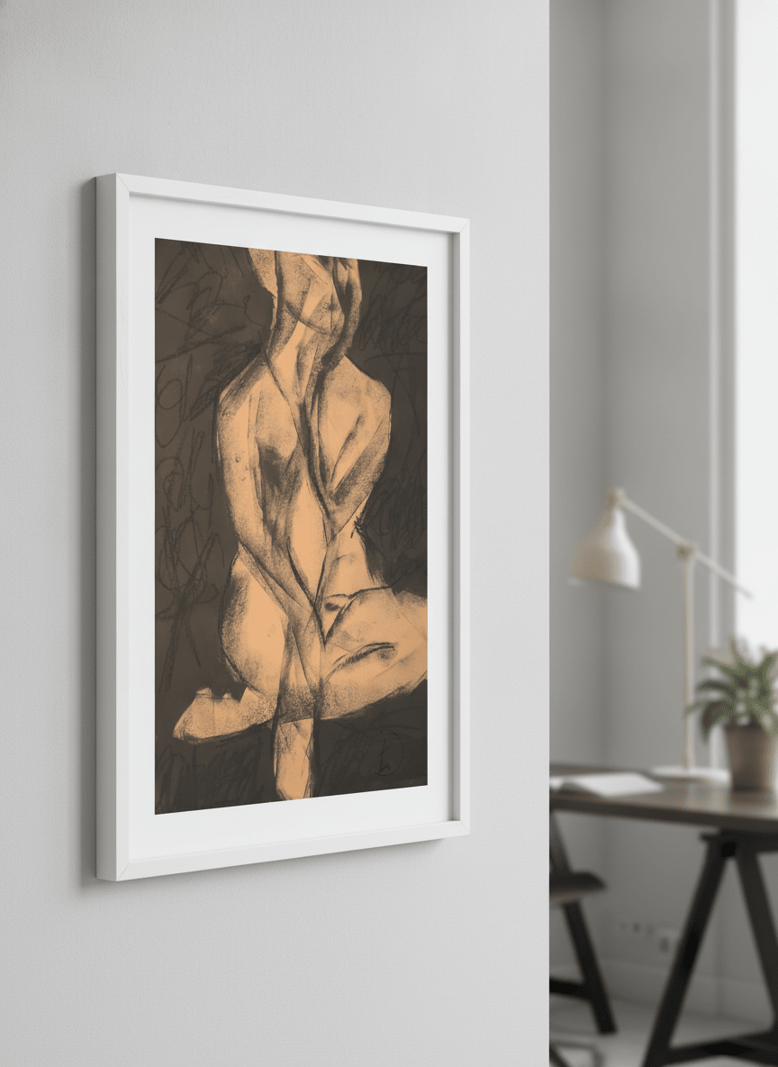 Contemporary wall art featured in a bright modern office workspace