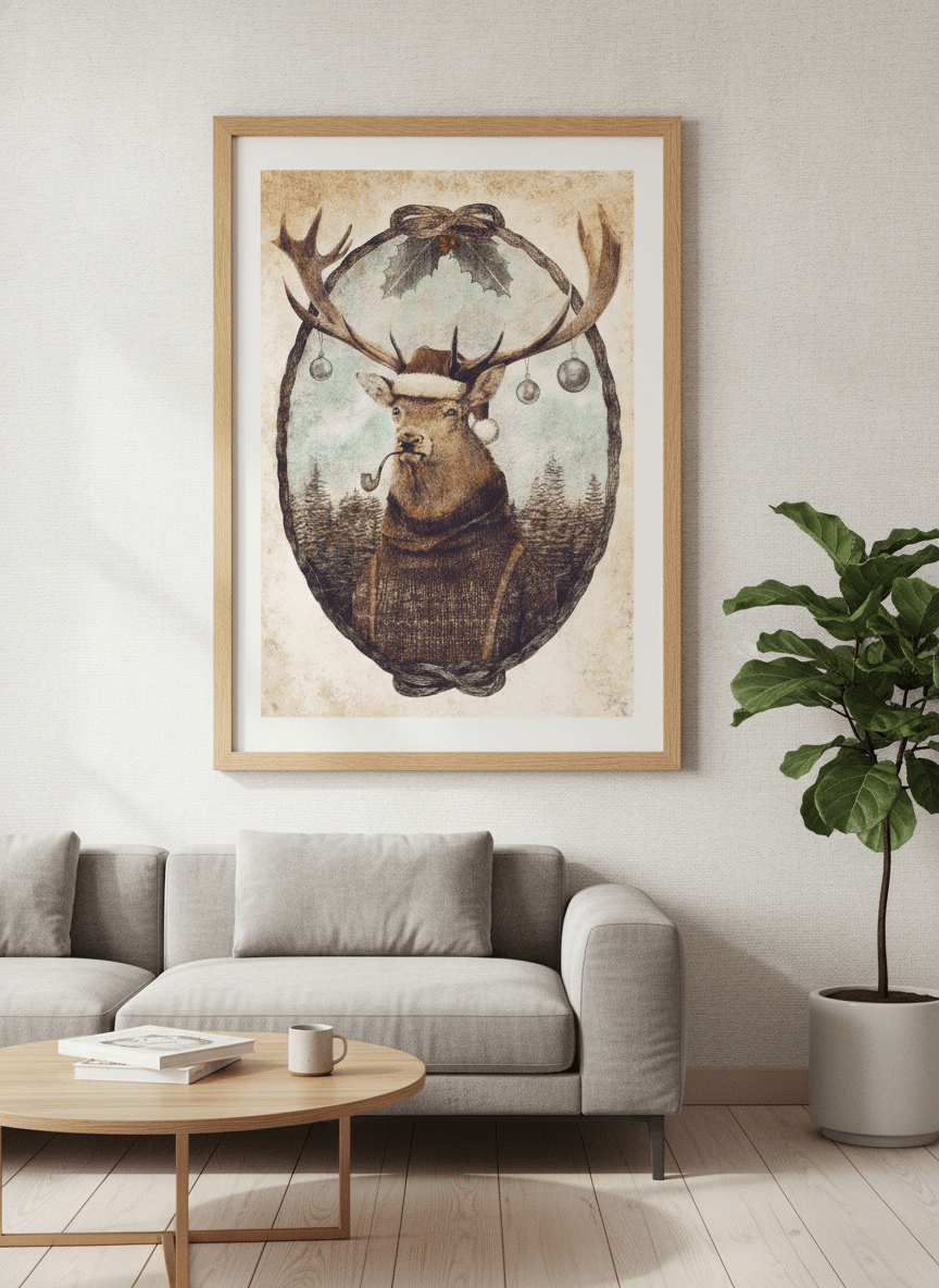 Modern wall art styled above a sofa in a neutral living room