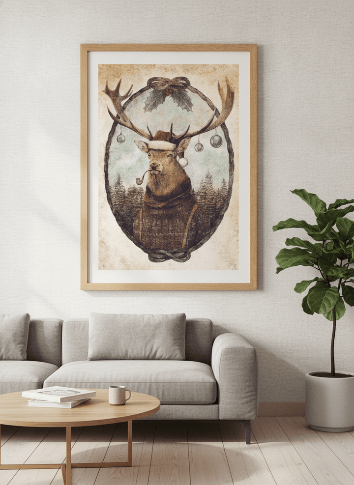 Modern wall art styled above a sofa in a neutral living room