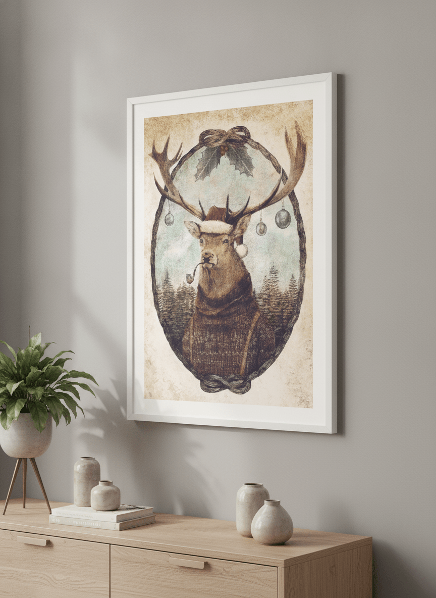 Modern wall art styled above a sofa in a neutral living room