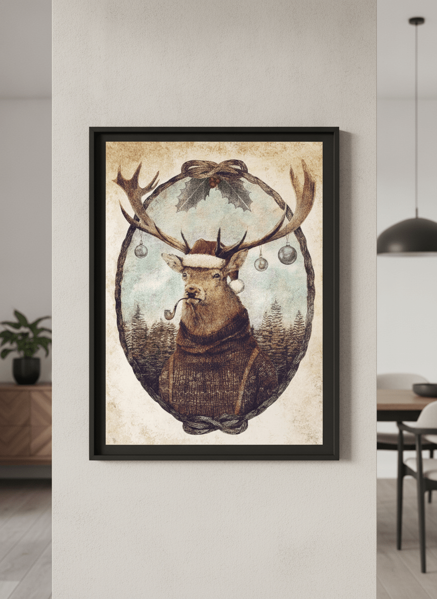 Wall art styled above a dining table in a contemporary home