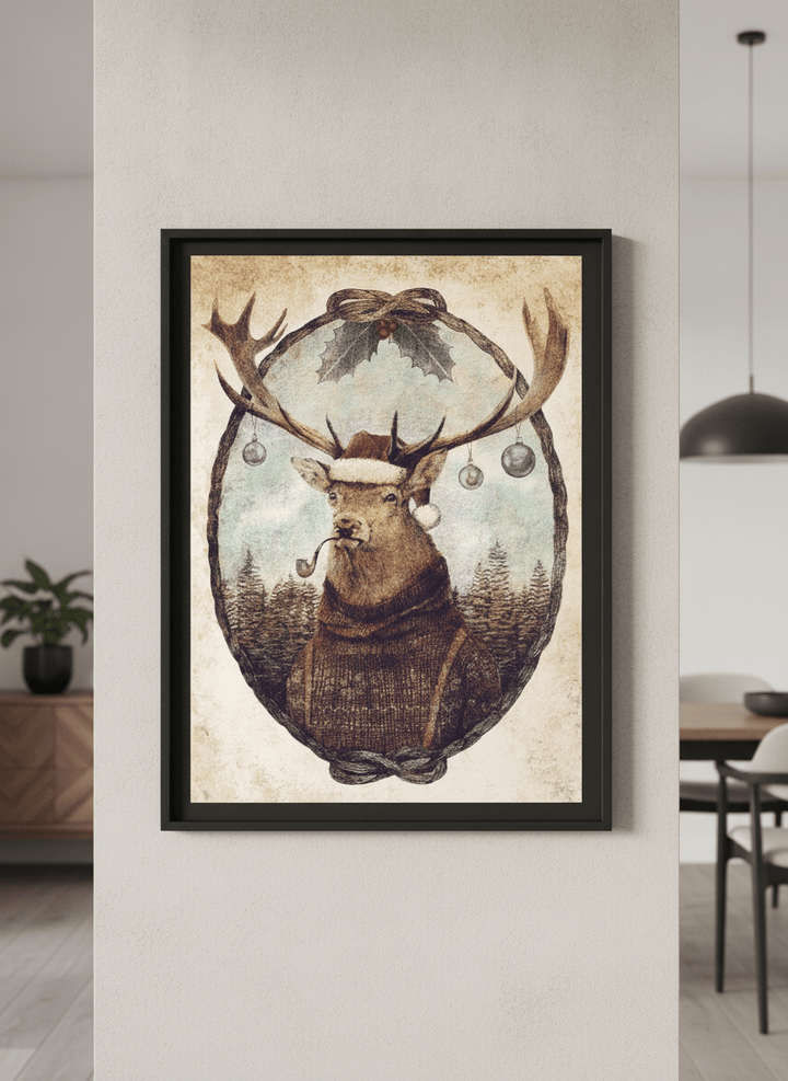 Wall art styled above a dining table in a contemporary home