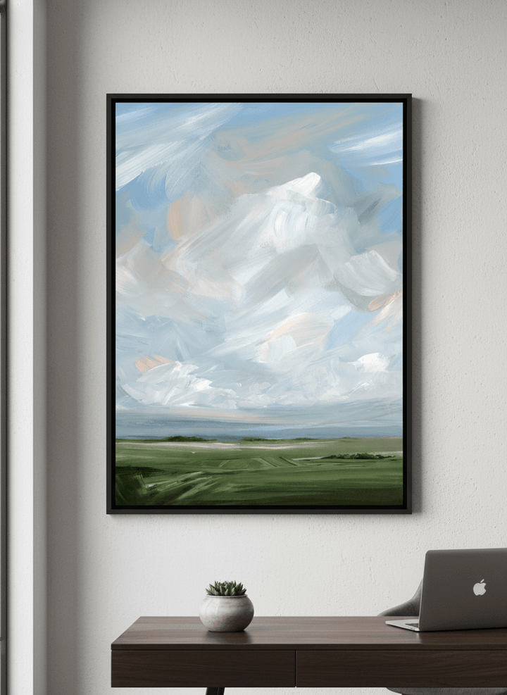 Contemporary wall art featured in a bright modern office workspace