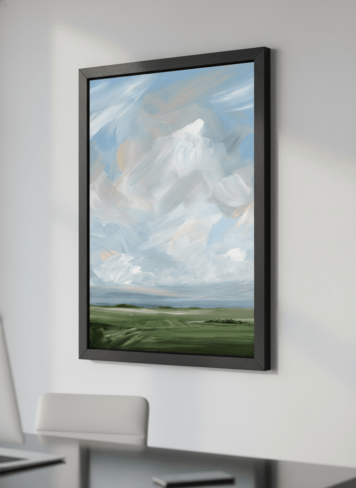 Contemporary wall art featured in a bright modern office workspace