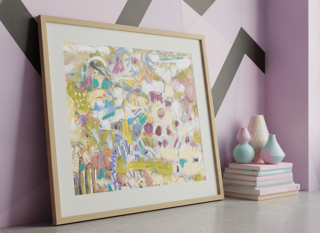 Bold wall art styled in a colourful, eclectic modern home