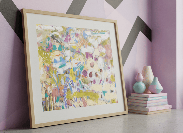Bold wall art styled in a colourful, eclectic modern home