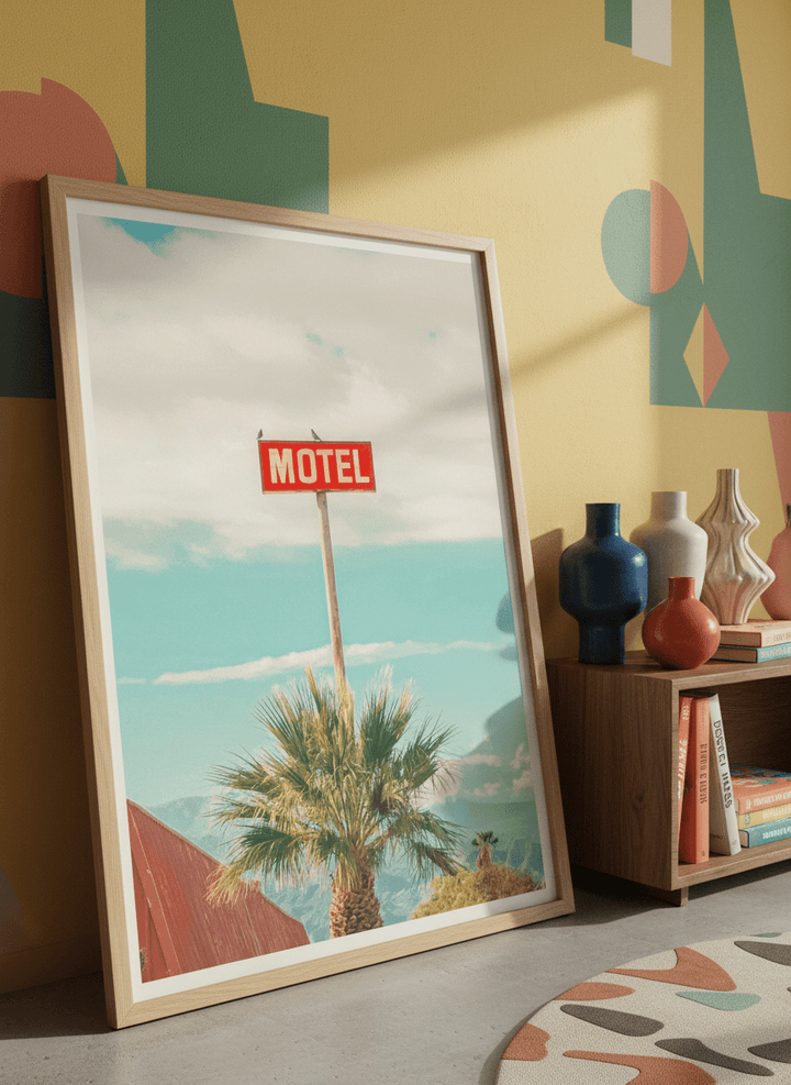 Bold wall art styled in a colourful, eclectic modern home