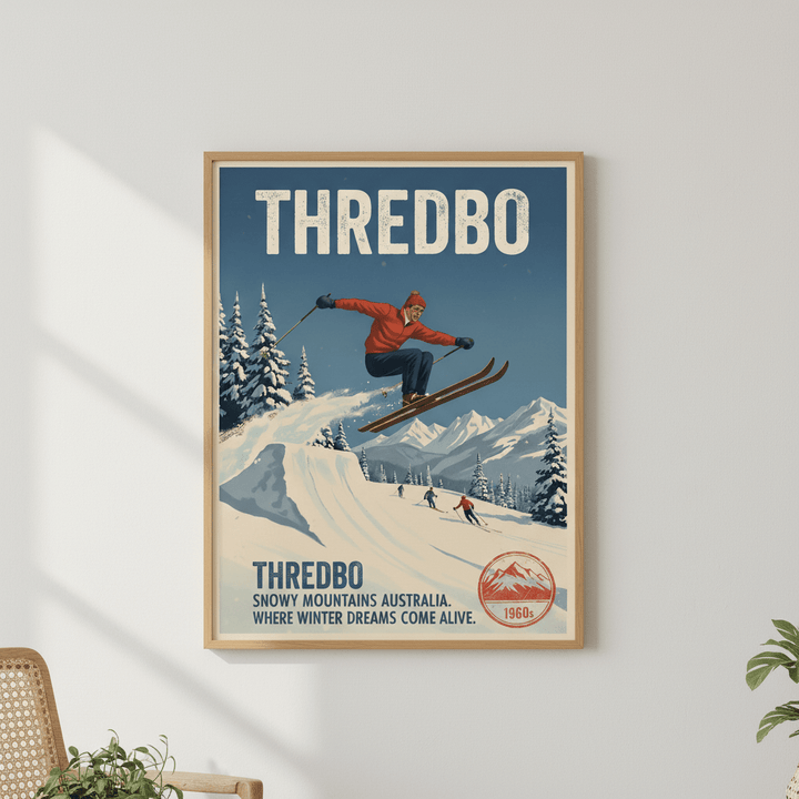 Thredbo Snowy Mountains Wall Art Vintage Print wall - art - picture - poster