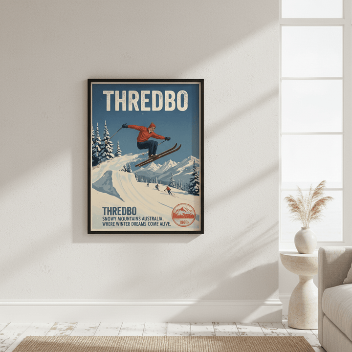 Thredbo Snowy Mountains Wall Art Vintage Print wall - art - picture - poster