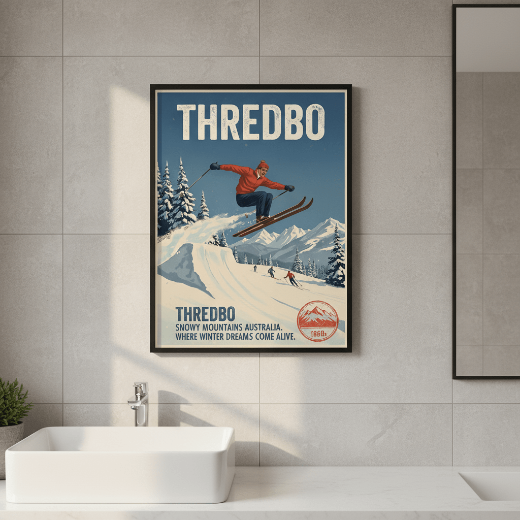Thredbo Snowy Mountains Wall Art Vintage Print wall - art - picture - poster
