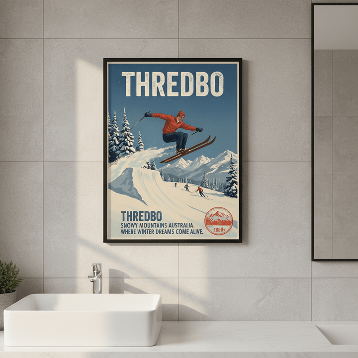 Thredbo Snowy Mountains Wall Art Vintage Print wall - art - picture - poster