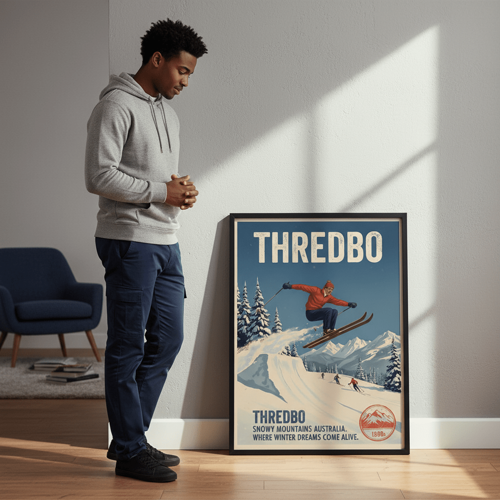 Thredbo Snowy Mountains Wall Art Vintage Print wall - art - picture - poster