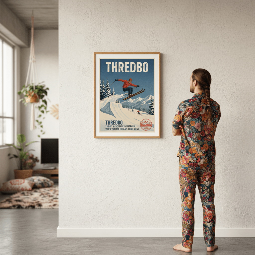 Thredbo Snowy Mountains Wall Art Vintage Print wall - art - picture - poster