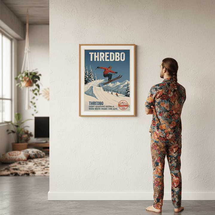 Thredbo Snowy Mountains Wall Art Vintage Print wall - art - picture - poster