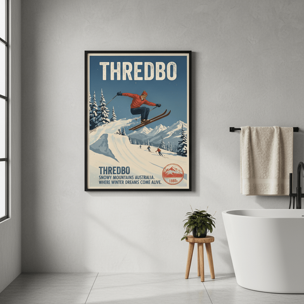 Thredbo Snowy Mountains Wall Art Vintage Print wall - art - picture - poster