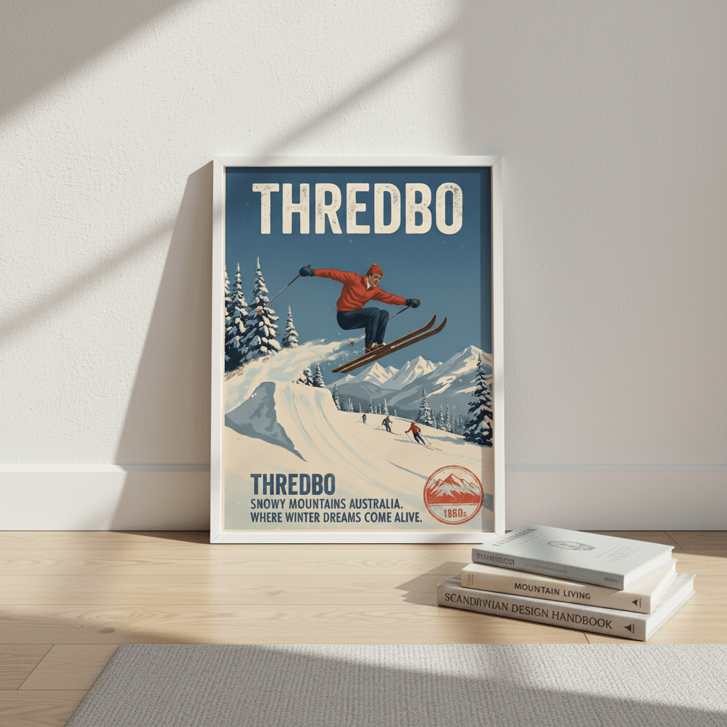 Thredbo Snowy Mountains Wall Art Vintage Print wall - art - picture - poster