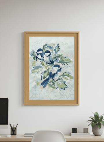 Contemporary wall art featured in a bright modern office workspace