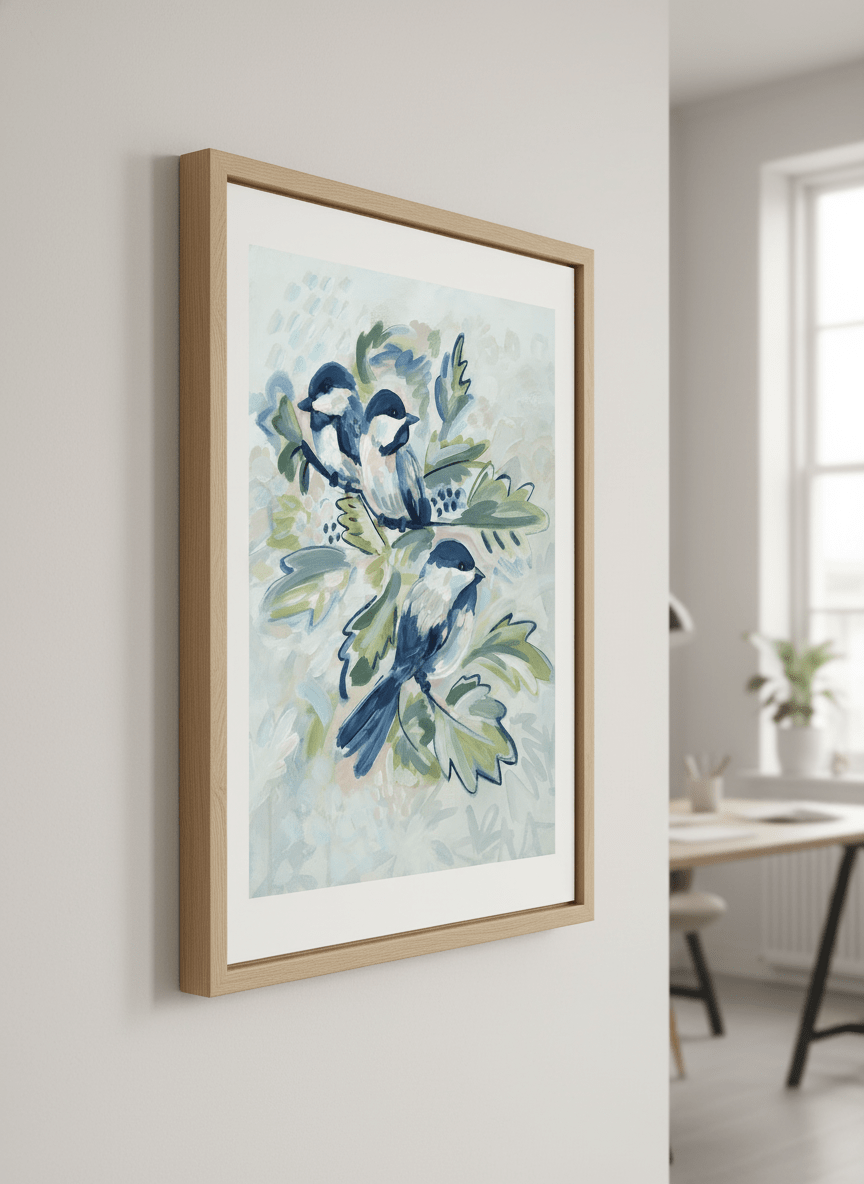 Contemporary wall art featured in a bright modern office workspace
