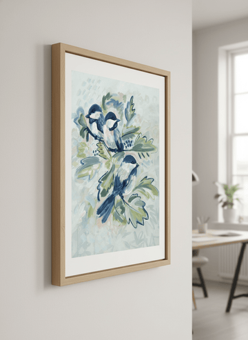 Contemporary wall art featured in a bright modern office workspace