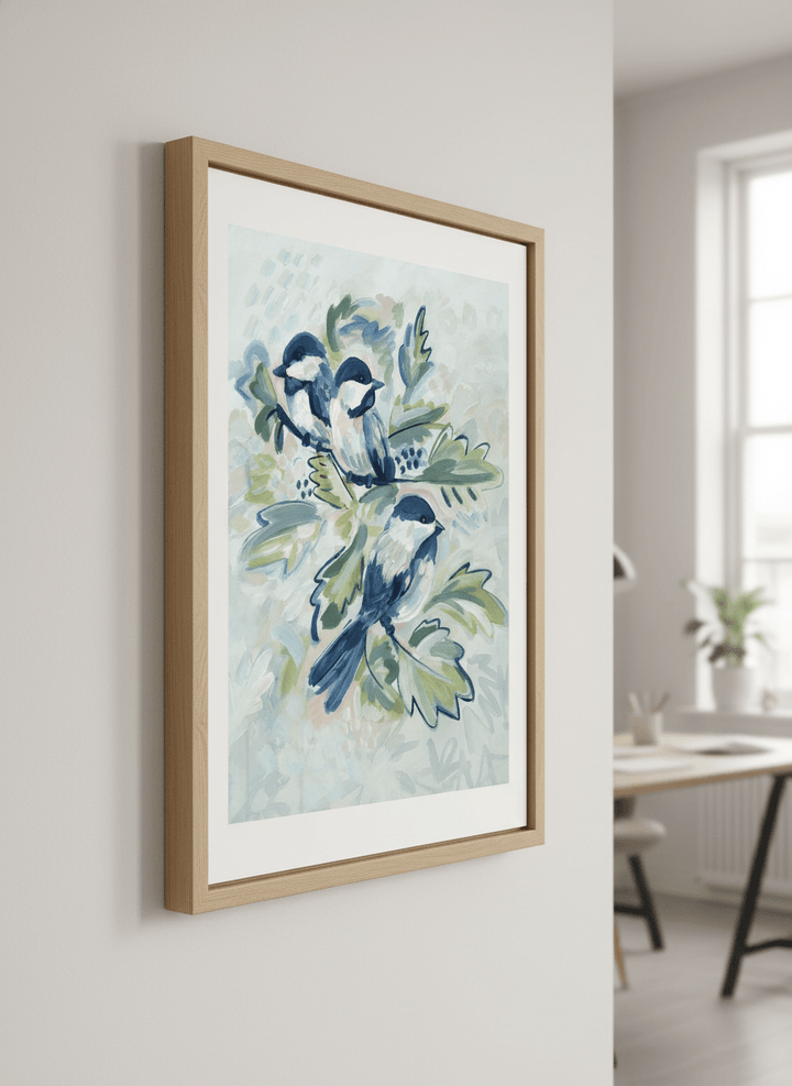 Contemporary wall art featured in a bright modern office workspace