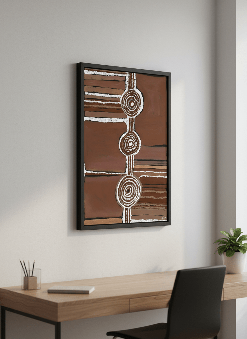Contemporary wall art featured in a bright modern office workspace