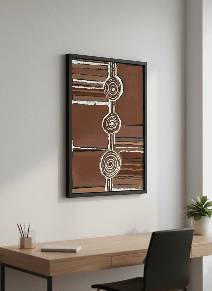 Contemporary wall art featured in a bright modern office workspace