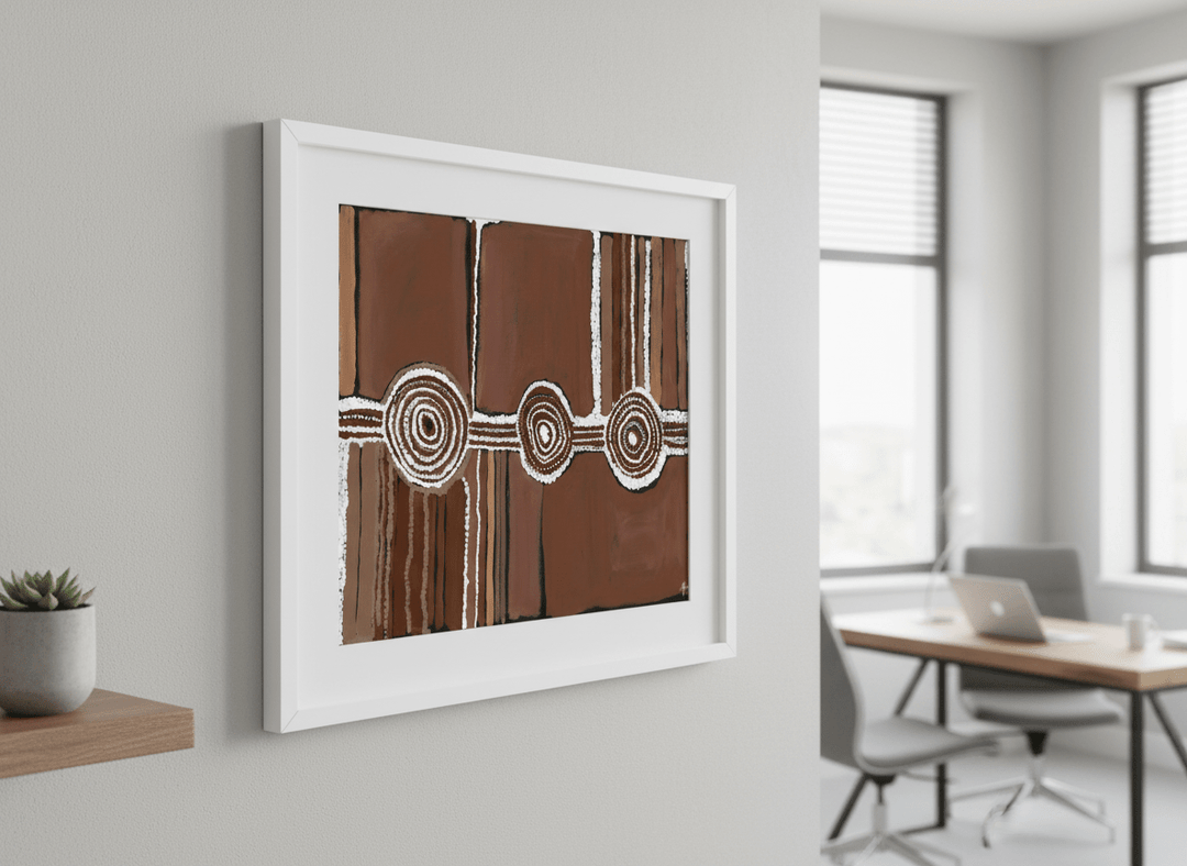 Contemporary wall art featured in a bright modern office workspace