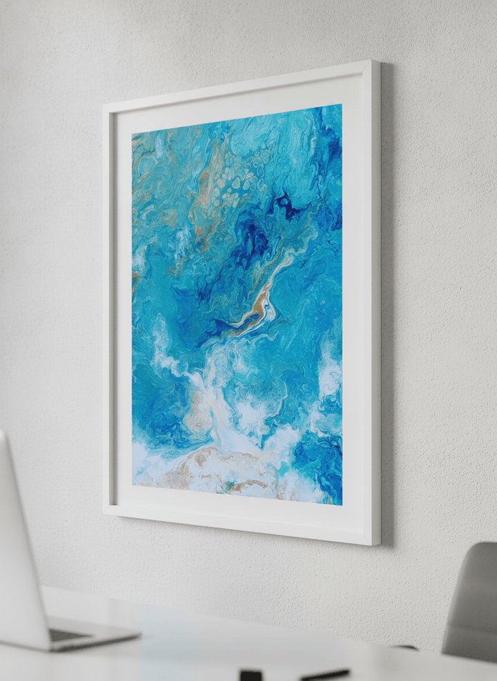 Contemporary wall art featured in a bright modern office workspace