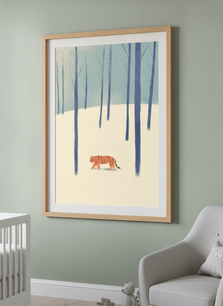 Soft neutral wall art styled in a serene nursery with pastel tones