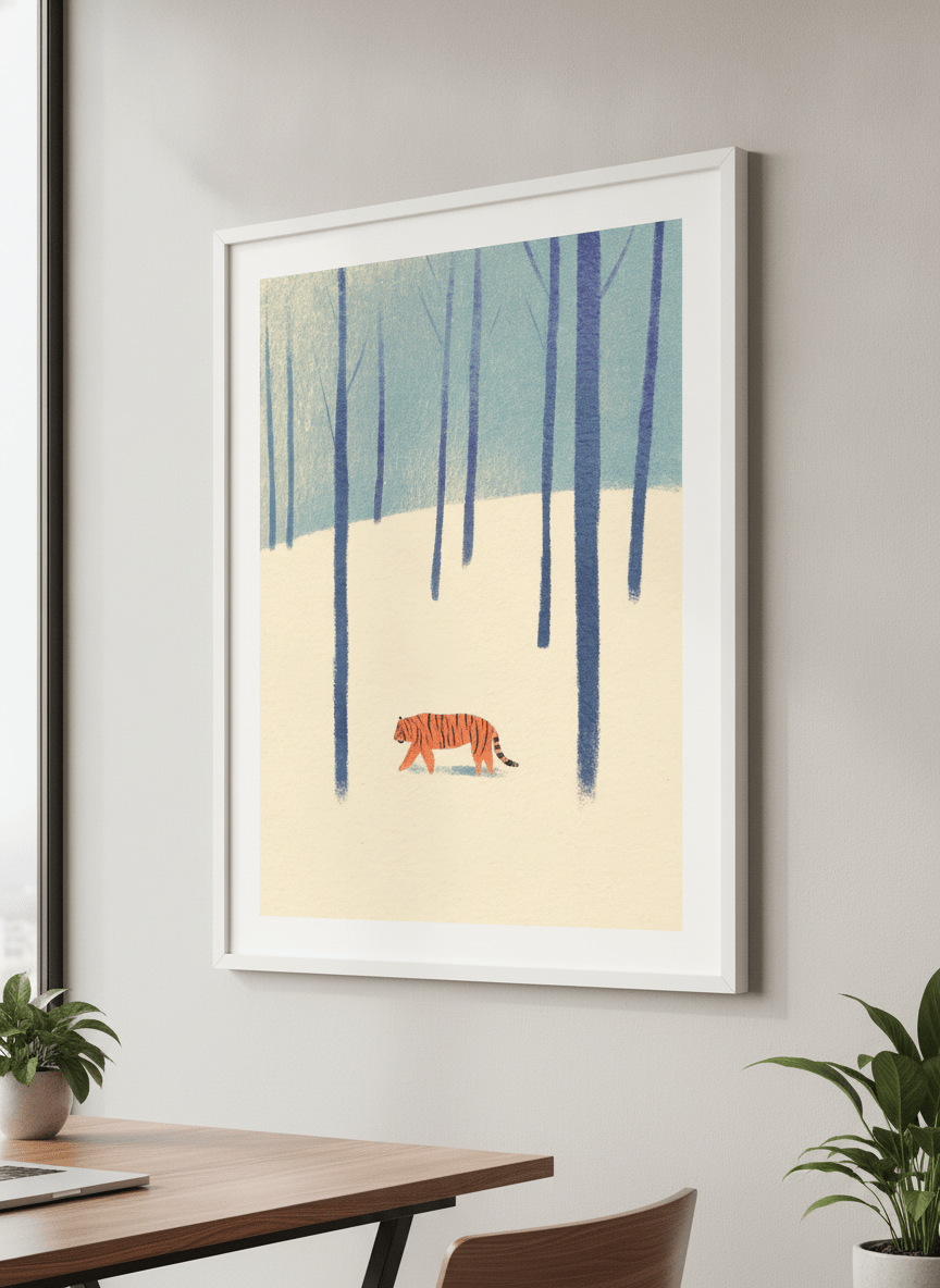 Contemporary wall art featured in a bright modern office workspace