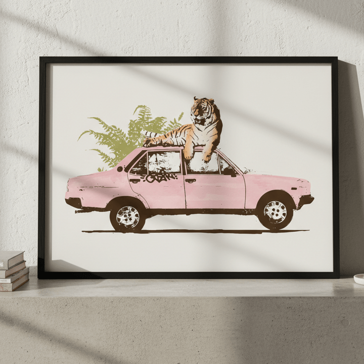 Tiger on Car by Florent Bodart wall - art - picture - poster