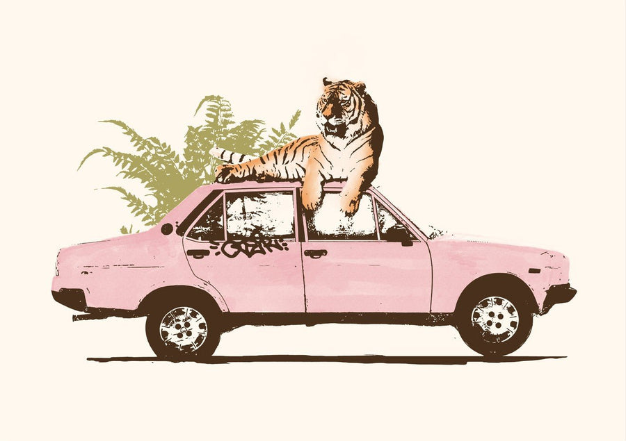 Tiger on Car by Florent Bodart