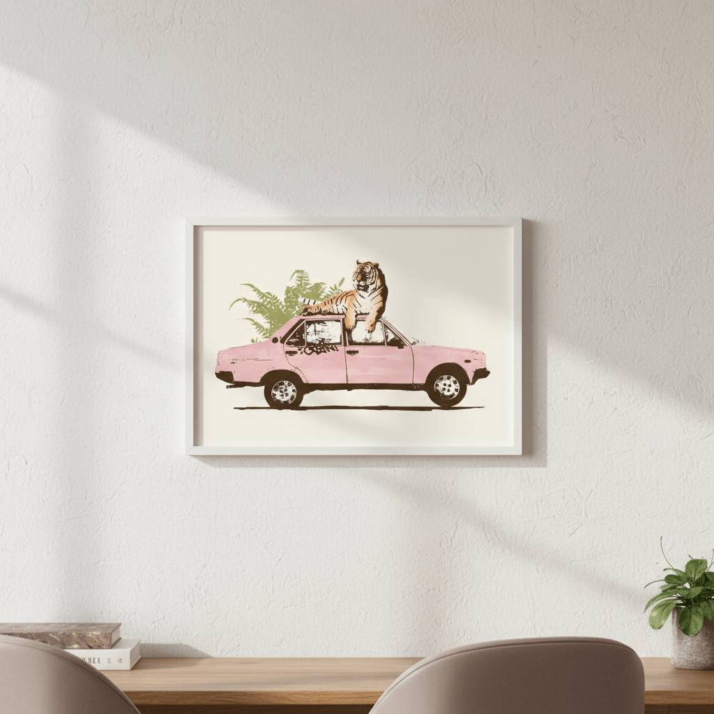 Tiger on Car by Florent Bodart wall - art - picture - poster